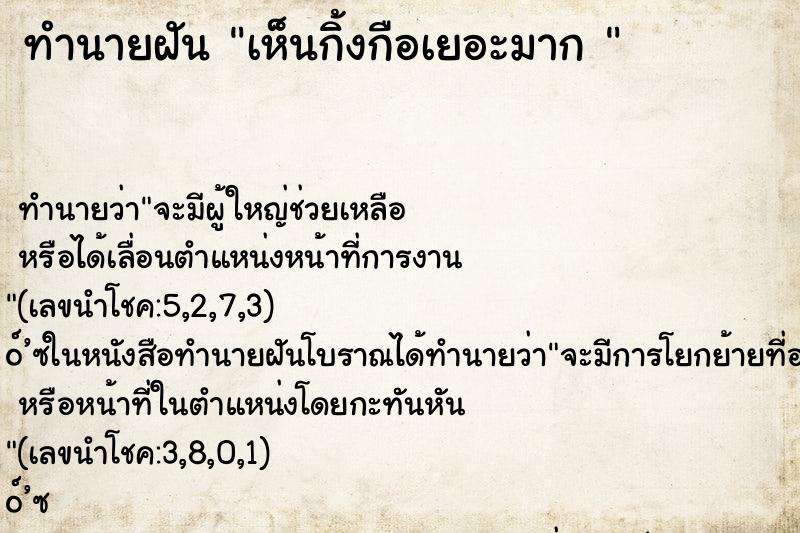 ทำนายฝันทำนายฝันเห็นกิ้งกือเยอะมาก